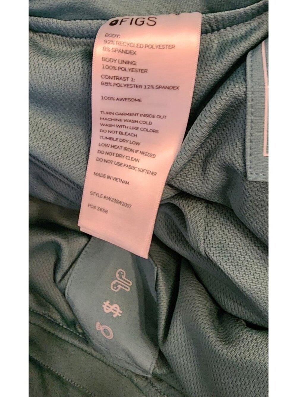 Figs High Waisted Yola Fionlite Scrub Pants Green XL Cargo Pockets zip string - Picture 9 of 9